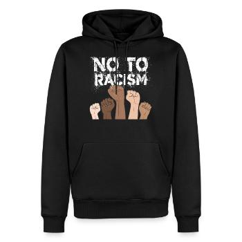 no to racism fist - gegen rassismus, stop racism - Männer Premium Bio Hoodie - Schwarz - Vorne - Nico (187cm)