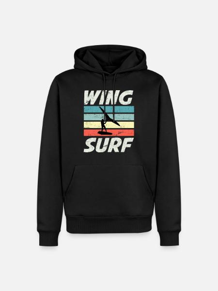 Wing Surf Silhouette Wing Foiler Wingfoiler - Felpa con cappuccio ecologica premium da uomo - nero