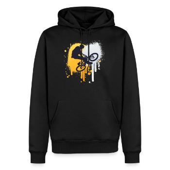 Vélo BMX Freestyle Enfant Ado - Sweat à capuche Premium bio Homme - noir - Devant - Nico (187cm)
