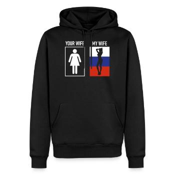 Mon wife cadeau Russie Amour Russe - Sweat à capuche Premium bio Homme - noir - Devant - Nico (187cm)