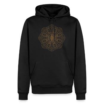 Mandala flower in oriental details brown - Men’s Premium Organic Hoodie - black - Front - Nico (187cm)