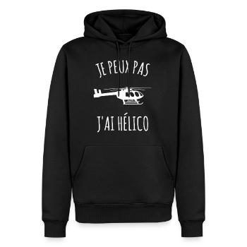 Je Peux Pas J'ai Hélico Hélicoptère - Sweat à capuche Premium bio Homme - noir - Devant - Nico (187cm)