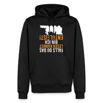 Modellbauer Zugführer Eisenbahner Spruch Entgleist - Männer Premium Bio Hoodie - Schwarz - Vorne - Nico (187cm)