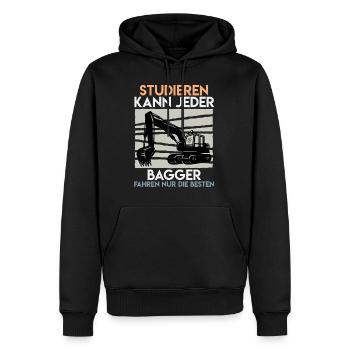 Baggerfahrer Spruch Studieren kann jeder Bagger - Männer Premium Bio Hoodie - Schwarz - Vorne - Nico (187cm)
