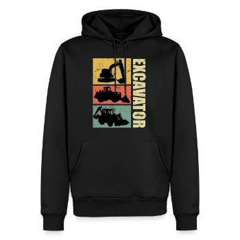 Road builder excavator driver excavator Retro Vintage - Men’s Premium Organic Hoodie - black - Front - Nico (187cm)