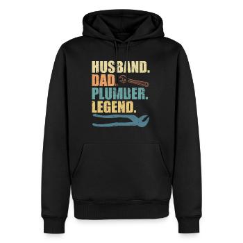 Husband father plumber legend plant mechanic - Men’s Premium Organic Hoodie - black - Front - Nico (187cm)