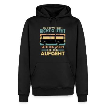 Lustiger Busfahrer Spruch Bus Geschenk Linienbus - Männer Premium Bio Hoodie - Schwarz - Vorne - Nico (187cm)