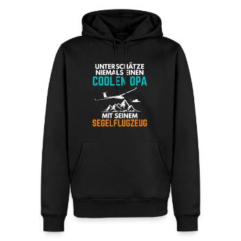 Segelflieger Opa Spruch Segelflugzeug Rente - Männer Premium Bio Hoodie - Schwarz - Vorne - Nico (187cm)