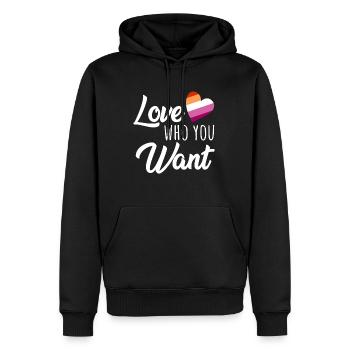 Lesbien Sort Love who you want Lesbian Pride - Sweat à capuche Premium bio Homme - noir - Devant - Nico (187cm)