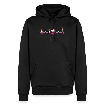 Lesbiennes Lesbiennes Lesbiennes Pride LGBT Pride Battement de cœur - Sweat à capuche Premium bio Homme - noir - Devant - Nico (187cm)