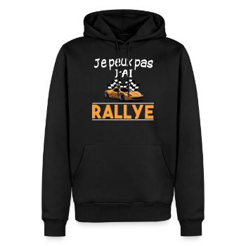 Rallye. Course automobile. Cadeau t-shirt humour - Sweat à capuche Premium bio Homme - noir - Devant - Nico (187cm)