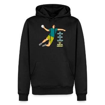 Handballtrainer aus Leidenschaft Spruch Handball - Männer Premium Bio Hoodie - Schwarz - Vorne - Nico (187cm)