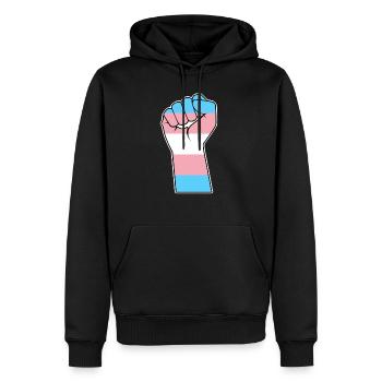 Drapeau transgenre Transsexuel Faust Trans Pride - Sweat à capuche Premium bio Homme - noir - Devant - Nico (187cm)