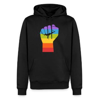 Gay Pride LGBT gay fist hand gay - Men’s Premium Organic Hoodie - black - Front - Nico (187cm)