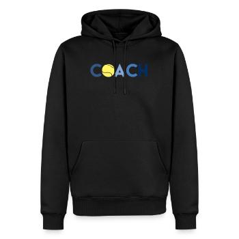 Tennis Coach Tennistrainer Schriftzug Tennisball - Männer Premium Bio Hoodie - Schwarz - Vorne - Nico (187cm)