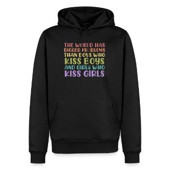 LGBT Pride Sort arc-en-ciel drapeau CSD blague - Sweat à capuche Premium bio Homme - noir - Devant - Nico (187cm)