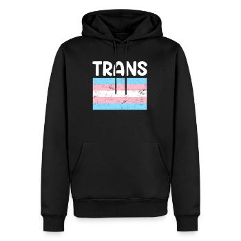 Trans Flag Rainbow LGBT Pride Transsexual - Men’s Premium Organic Hoodie - black - Front - Nico (187cm)