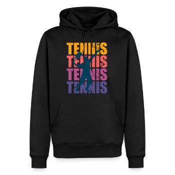 Tennis tennis logo vintage sportif - Sweat à capuche Premium bio Homme - noir - Devant - Nico (187cm)