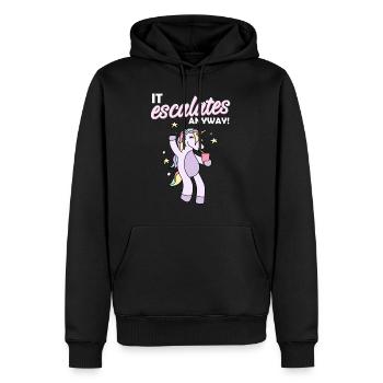 Fête Fête enterrement de vie de garçon Il dégénère - Sweat à capuche Premium bio Homme - noir - Devant - Nico (187cm)