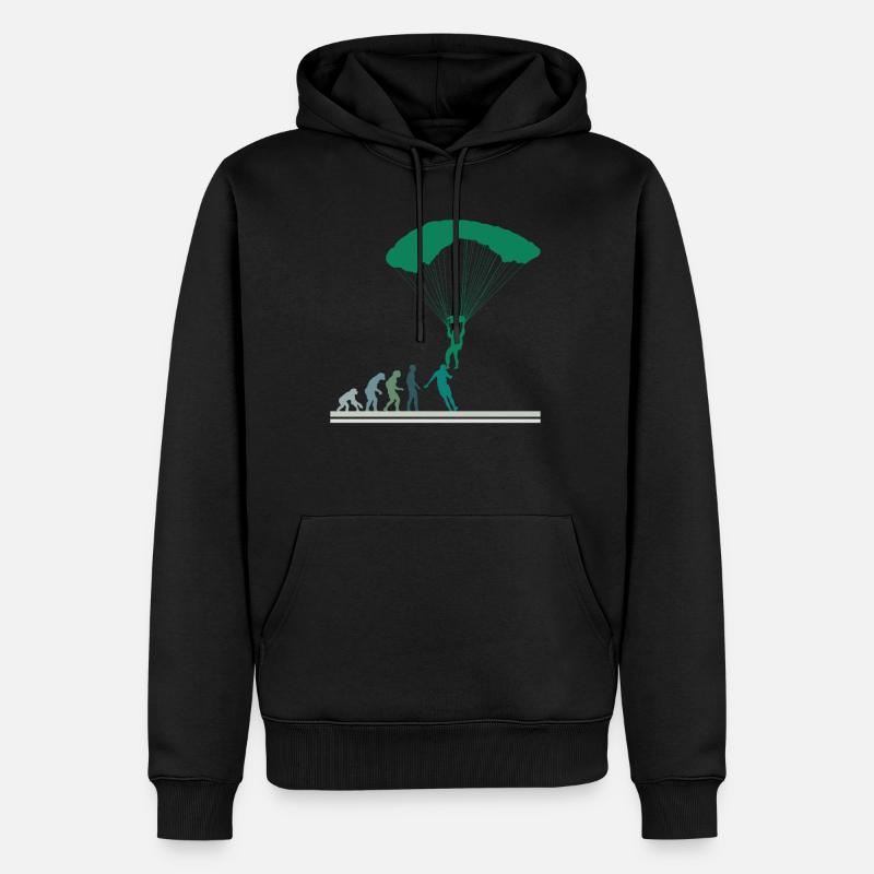Fallschirmspringer Evolution Fallschirm Skydiving - Männer Premium Bio Hoodie - Schwarz