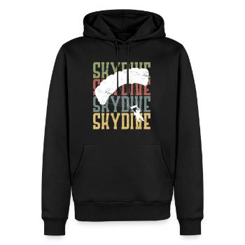 Parachutiste motif Skydive Skydiver - Sweat à capuche Premium bio Homme - noir - Devant - Nico (187cm)