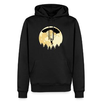 Fallschirmspringer Vollmond Skydiving Logo - Männer Premium Bio Hoodie - Schwarz - Vorne - Nico (187cm)