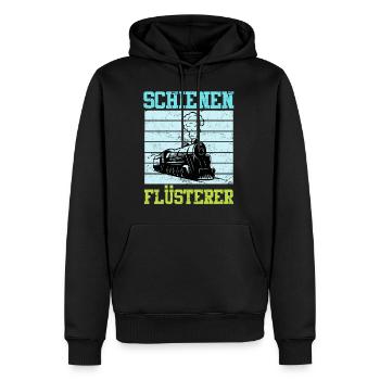 Modelleisenbahn Modellbauer Spruch Gleise - Männer Premium Bio Hoodie - Schwarz - Vorne - Nico (187cm)