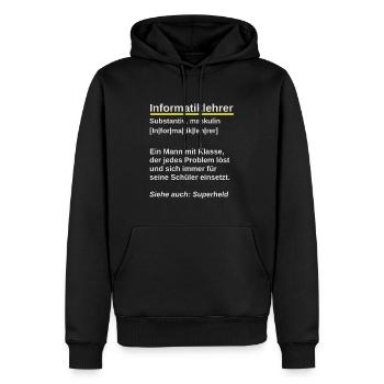 Informatiklehrer mit Klasse Spruch Informatik - Männer Premium Bio Hoodie - Schwarz - Vorne - Nico (187cm)