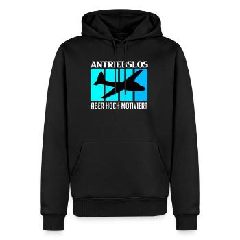 Piloten Spruch Segelflugzeug Antriebslos aber - Männer Premium Bio Hoodie - Schwarz - Vorne - Nico (187cm)