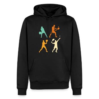 Cadeau de tennis silhouette tennis pour hommes - Sweat à capuche Premium bio Homme - noir - Devant - Nico (187cm)
