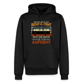 Busfahrer Spaß Geschenk Bus Fahrt Schulbus - Männer Premium Bio Hoodie - Schwarz - Vorne - Nico (187cm)