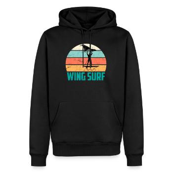 Wing Foil Silhouette Wing Surfer Foiler Geschenk - Männer Premium Bio Hoodie - Schwarz - Vorne - Nico (187cm)