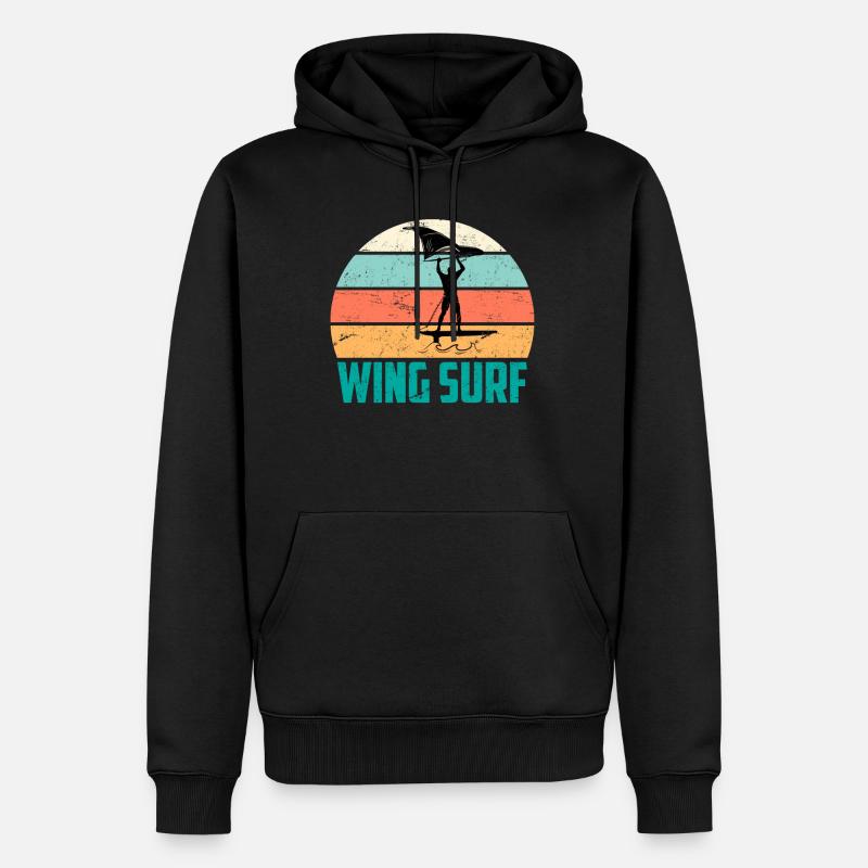 Wing Foil Silhouette Wing Surfer Foiler Geschenk - Männer Premium Bio Hoodie - Schwarz