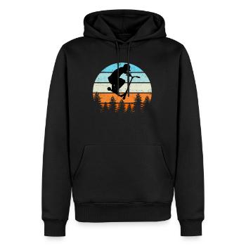 Vintage Skater Scooter Geschenk Roller Tretroller - Männer Premium Bio Hoodie - Schwarz - Vorne - Nico (187cm)