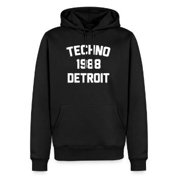 Techno 1988 Detroit - Männer Premium Bio Hoodie - Schwarz - Vorne - Nico (187cm)