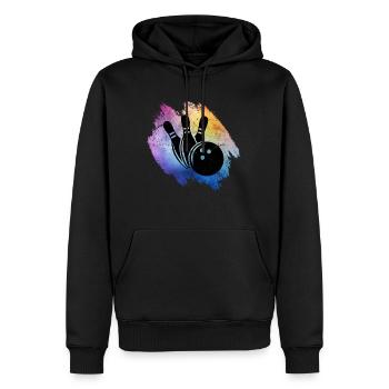 Bowlingkugel und Bowling Pins Kunst Bowling-Team - Männer Premium Bio Hoodie - Schwarz - Vorne - Nico (187cm)