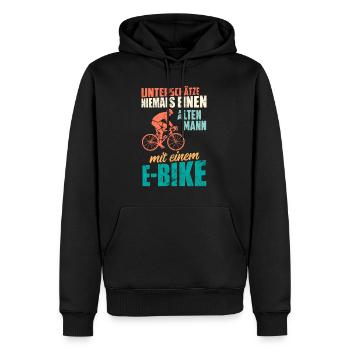 E-Bike Spruch alter Mann Geschenk Geburtstag Witz - Männer Premium Bio Hoodie - Schwarz - Vorne - Nico (187cm)