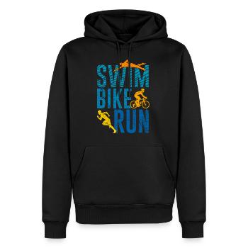 Swim Bike Run Triathlon Triathlètes cadeau - Sweat à capuche Premium bio Homme - noir - Devant - Nico (187cm)
