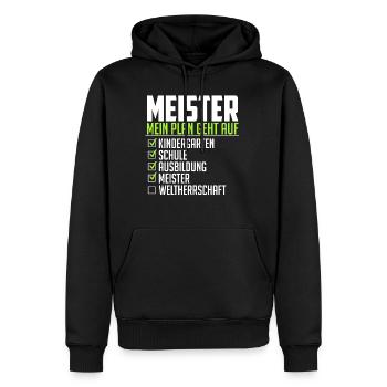Meister lustiger Spruch Weltherrschaft Abschluss - Männer Premium Bio Hoodie - Schwarz - Vorne - Nico (187cm)