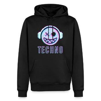 Techno DJ Gesicht Elektro Face Smile Kopfhörer - Männer Premium Bio Hoodie - Schwarz - Vorne - Nico (187cm)