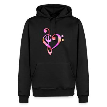 Techno Musique Clé de basse Clé de partition - Sweat à capuche Premium bio Homme - noir - Devant - Nico (187cm)