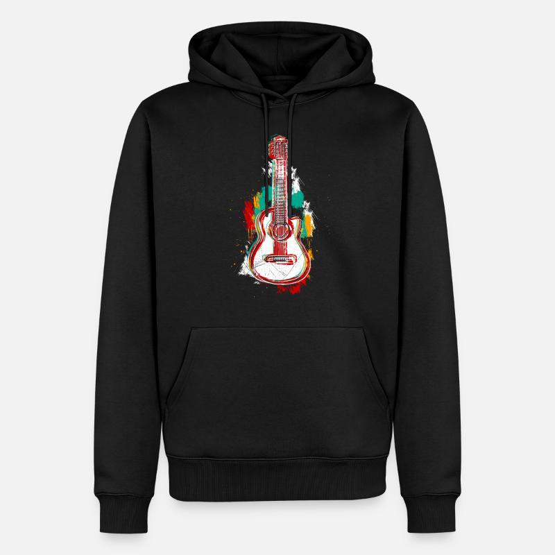 Muzyk Gitara akustyczna Gitara elektryczna Gitarzysta - Ekologiczna męska bluza z kapturem Premium - czarny