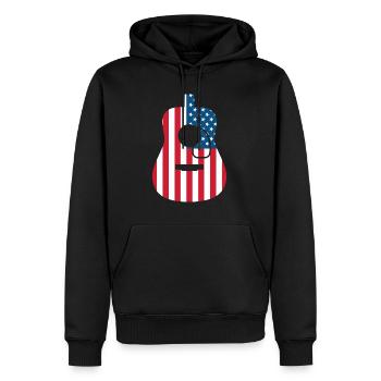 Musicien guitare guitare acoustique USA Drapeau Amérique - Sweat à capuche Premium bio Homme - noir - Devant - Nico (187cm)