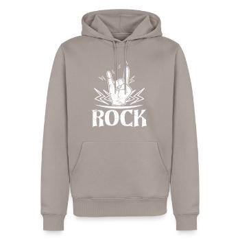 Rockmusik Rocker Handzeichen Symbol Hand - Männer Premium Bio Hoodie - Taupe - Vorne - Nico (187cm)