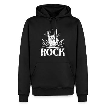 Rockmusik Rocker Handzeichen Symbol Hand - Männer Premium Bio Hoodie - Schwarz - Vorne - Nico (187cm)