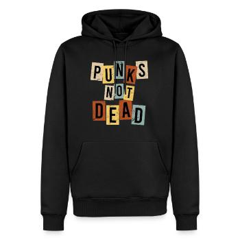 Rockmusik Punk Rock Spruch Punk is not dead - Männer Premium Bio Hoodie - Schwarz - Vorne - Nico (187cm)