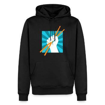 Drummer Drumsticks Batteur musicien Rocker - Sweat à capuche Premium bio Homme - noir - Devant - Nico (187cm)