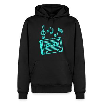 Musikkassette 90er Hip Hop Minimalistisch Kassette - Männer Premium Bio Hoodie - Schwarz - Vorne - Nico (187cm)