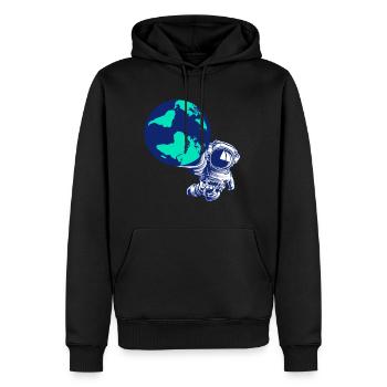 Astronaut Erdkugel Weltall Galaxie Sonnensystem - Männer Premium Bio Hoodie - Schwarz - Vorne - Nico (187cm)