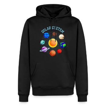 Planètes Système solaire Soleil Terre Mars Astronaute - Sweat à capuche Premium bio Homme - noir - Devant - Nico (187cm)